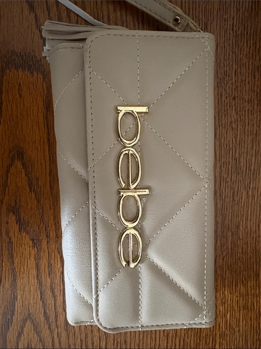 Quilted Tassel Wristlet Wallet - Cream